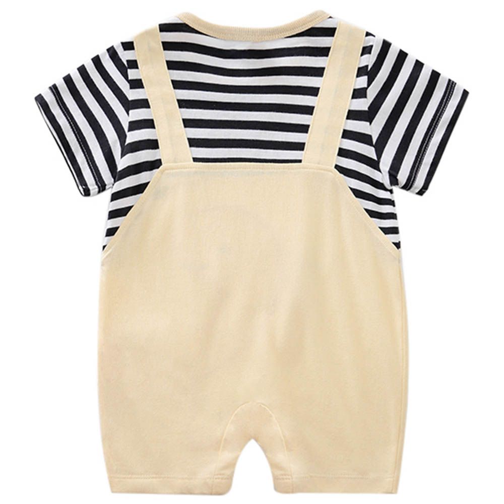 Sugar Rush - Striped Short Sleeves Romper - Orange_0m-18m