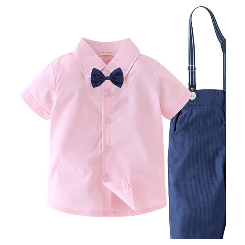 Sugar Rush - 2pc-Set - Solid Short Sleeves Shirt & Pants - Pink