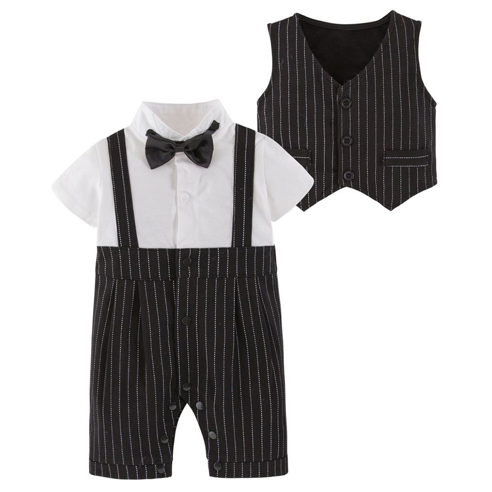 Sugar Rush - Classic Short Sleeves Romper - Black_3m-24m