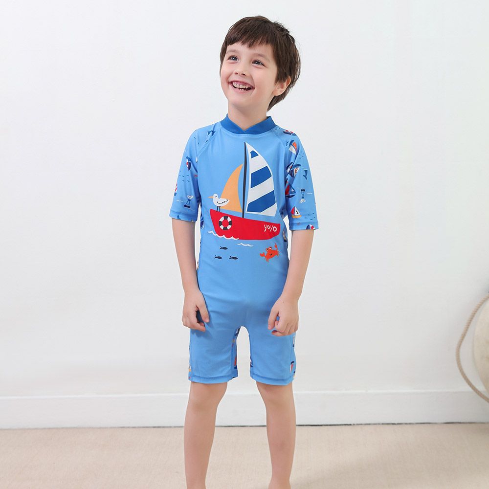 SUGAR RUSH - Printed Body Short Sleeves Swimwear_12m-6y - Blue