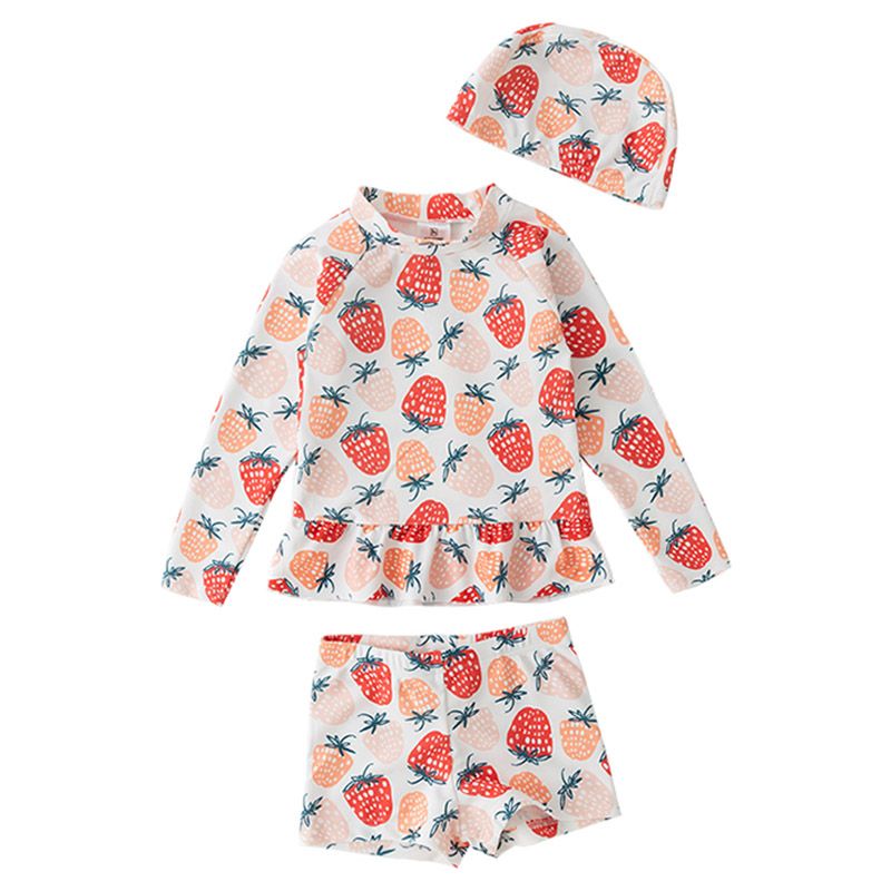 Sugar Rush - 3pc Set of Swimwear w/ Cap - Pink