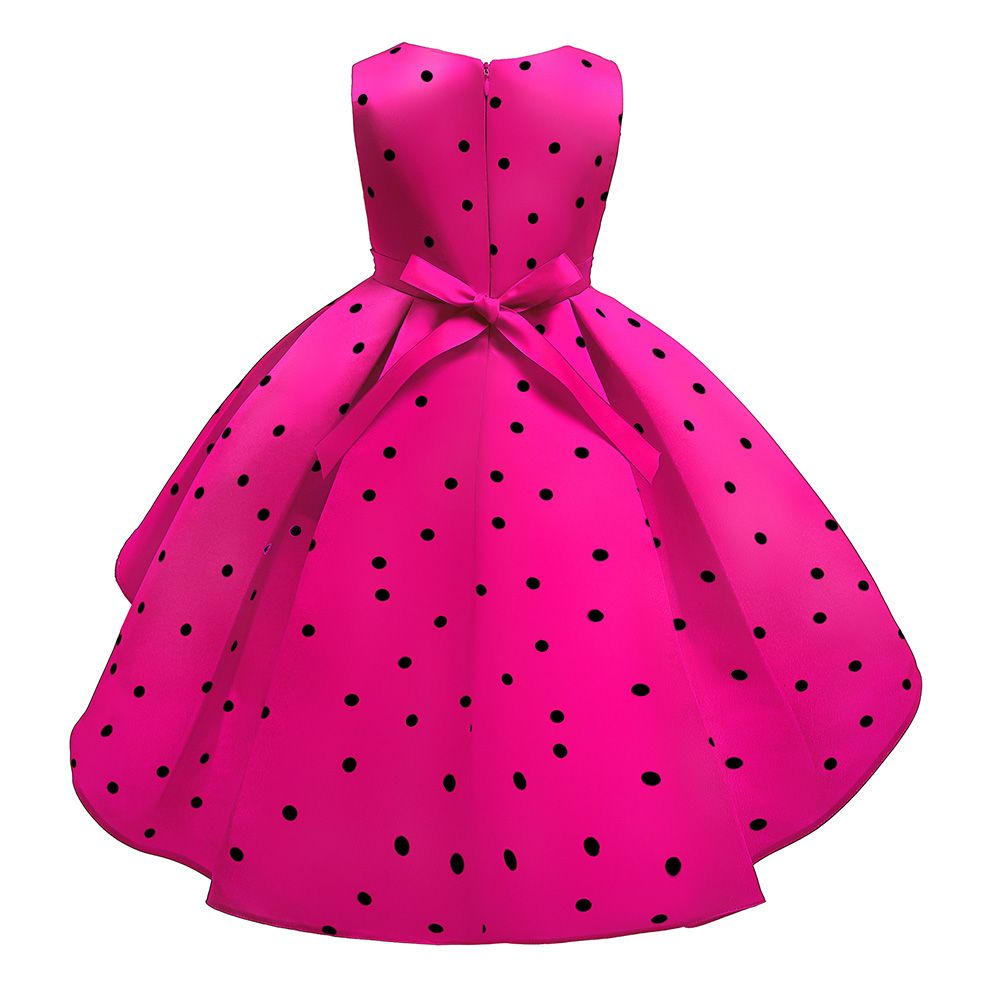 Sugar Rush - Polka Sleeveless Party Dress - Fuchsia