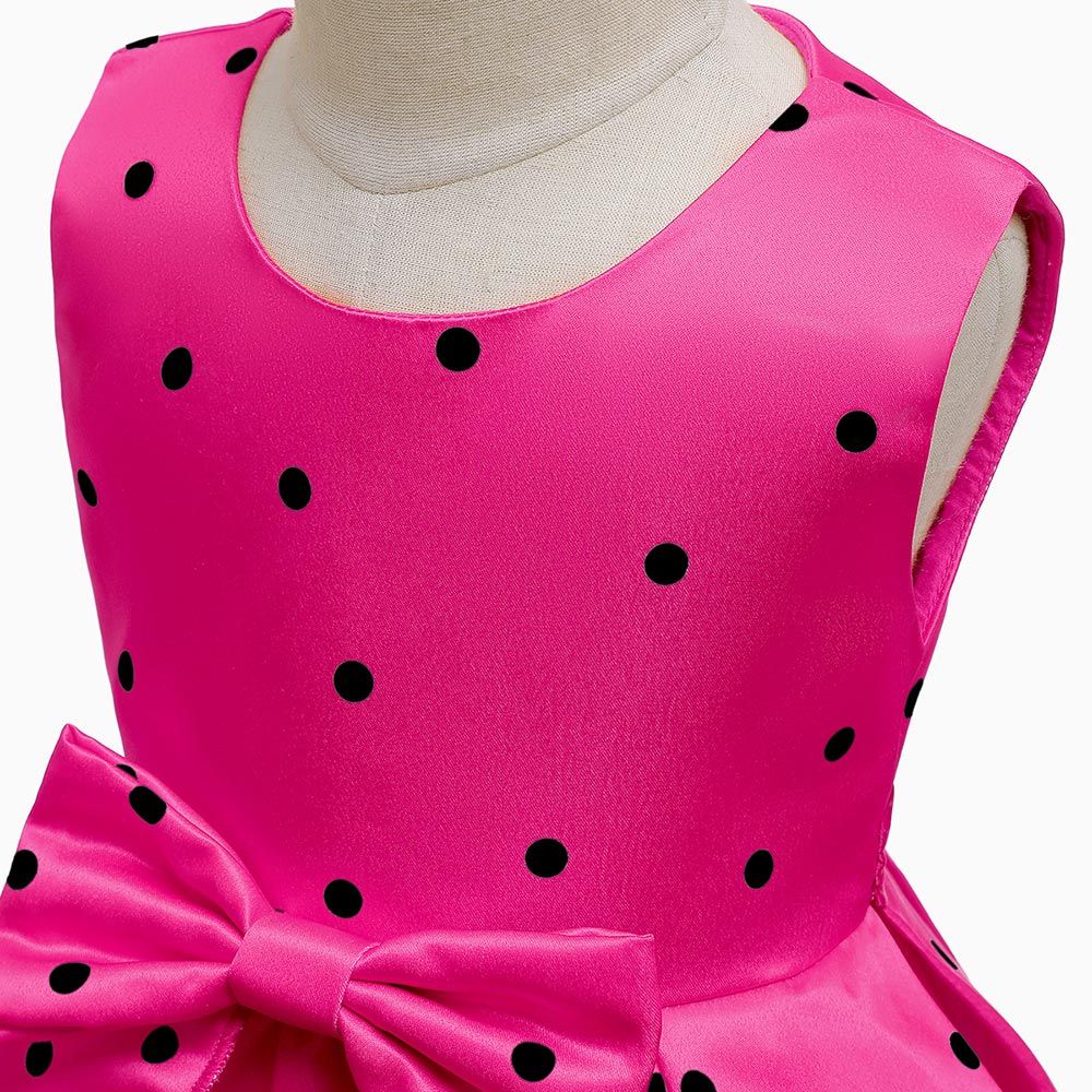 Sugar Rush - Polka Sleeveless Party Dress - Fuchsia