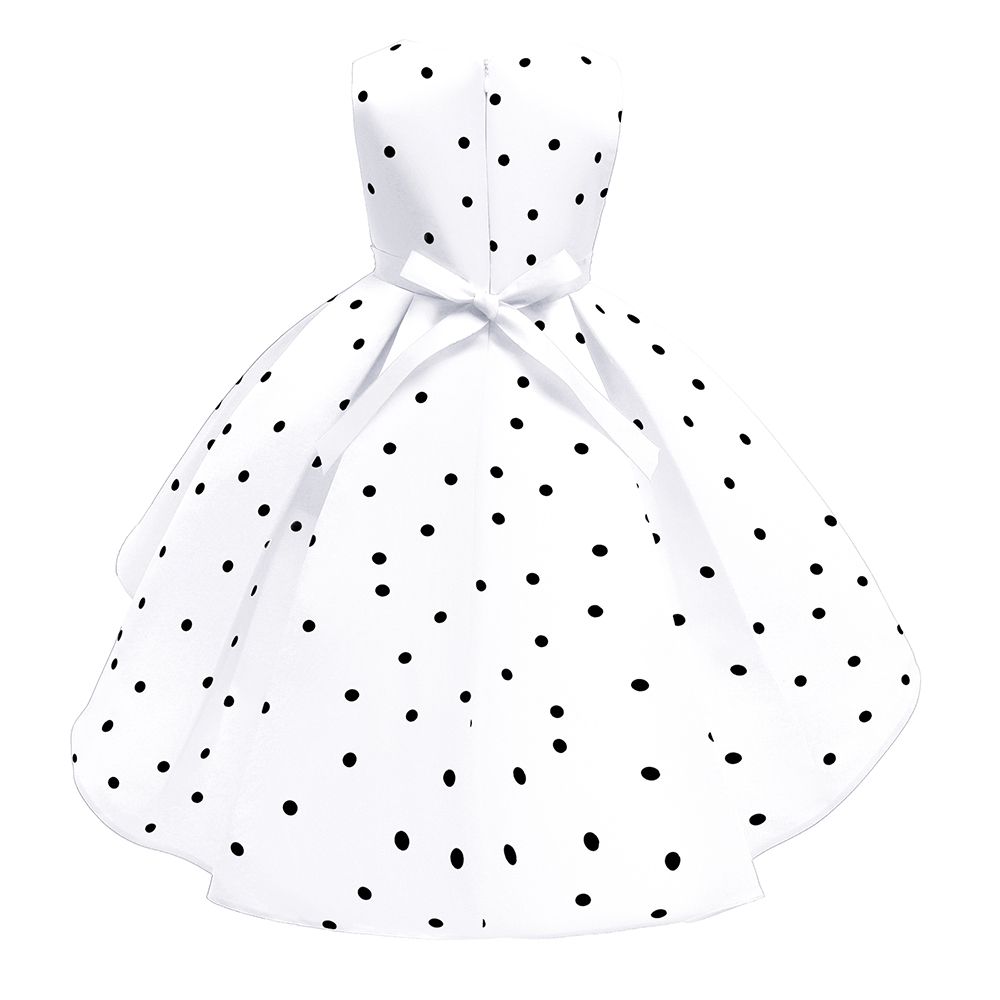 Sugar Rush - Polka Sleeveless Party Dress - White