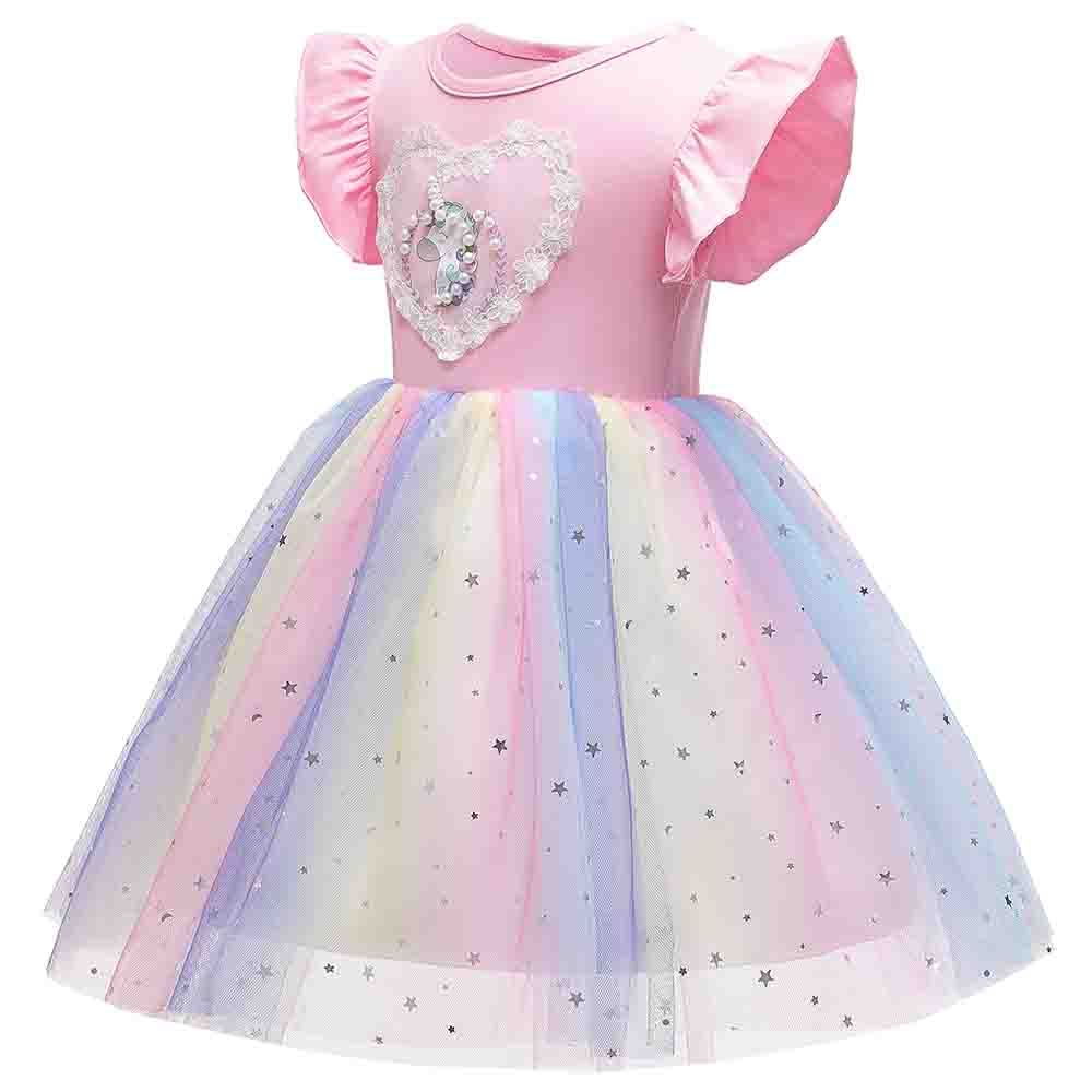 Sugar Rush - Appliqued Cap Sleeves Party Dresses, Pink