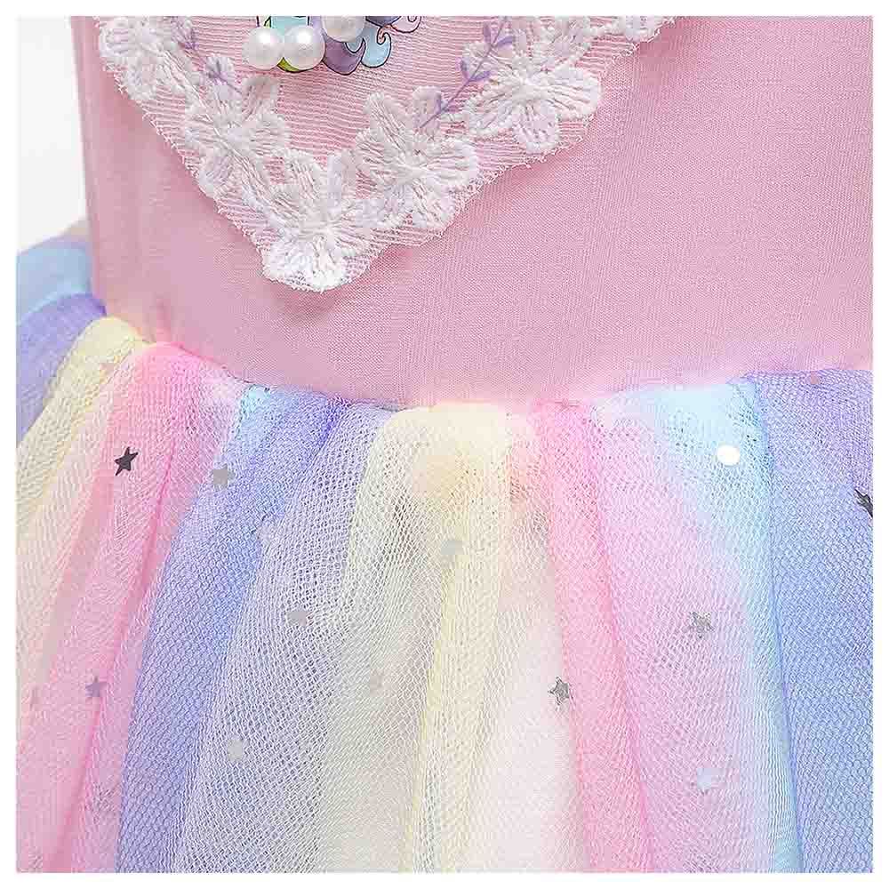 Sugar Rush - Appliqued Cap Sleeves Party Dresses, Pink