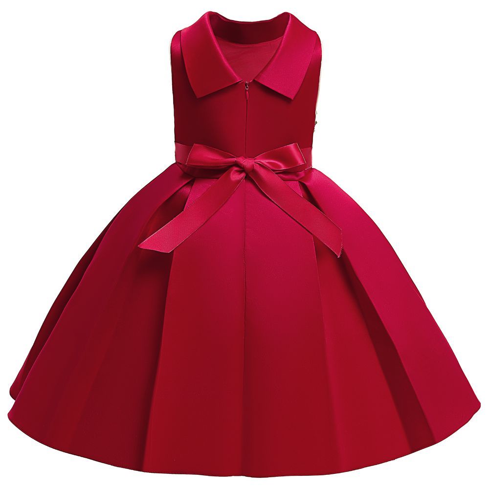 Sugar Rush - Star Printed Party Dress - Maroon_2-10y