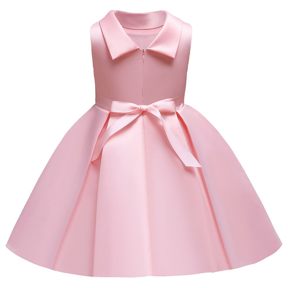 Sugar Rush - Embellished Round Neck Party Dress - Pink