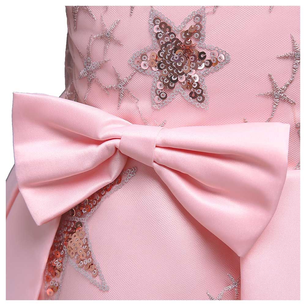 Sugar Rush - Embellished Round Neck Party Dress - Pink