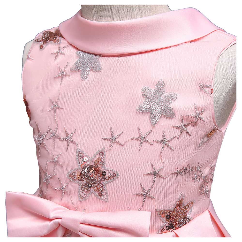 Sugar Rush - Embellished Round Neck Party Dress - Pink