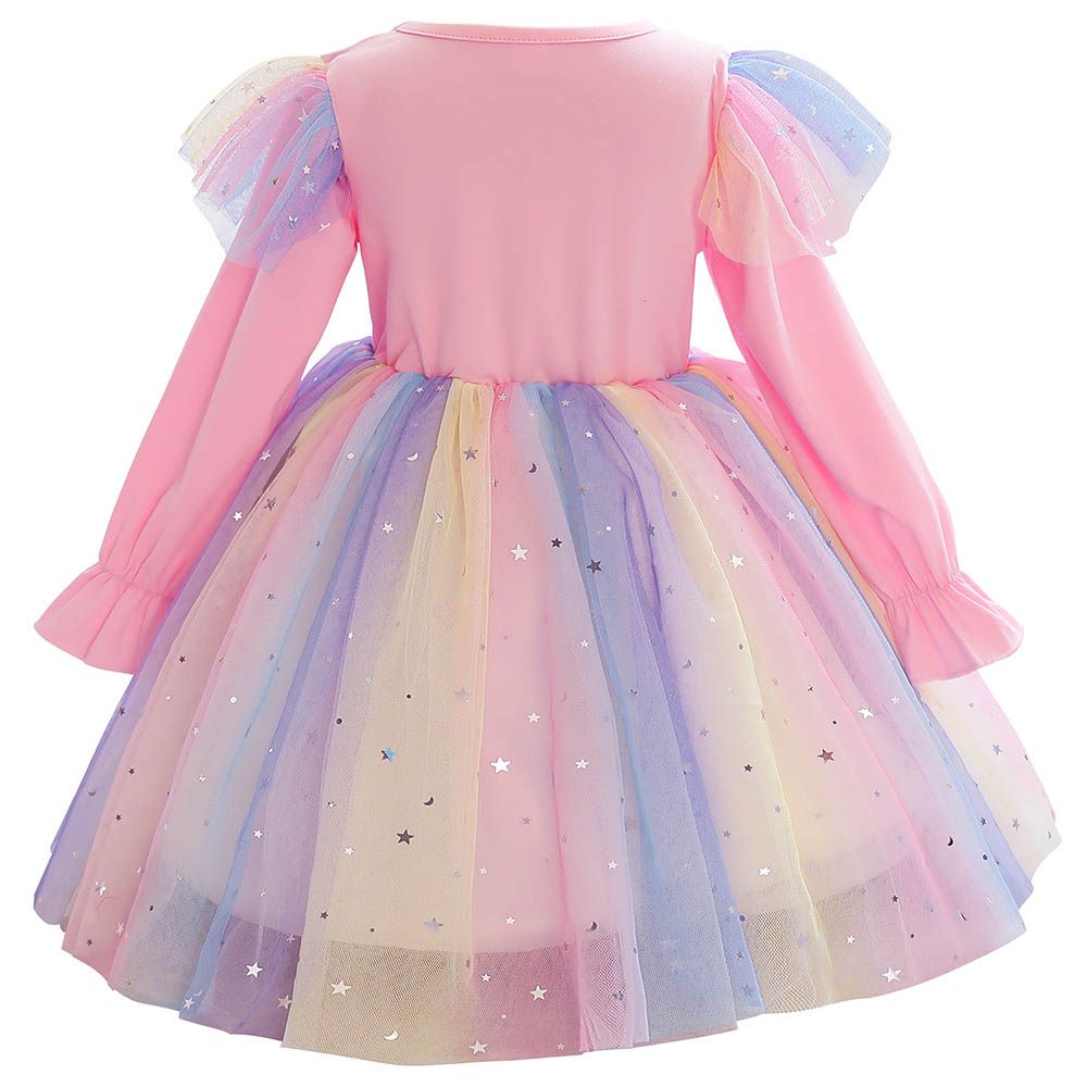 Sugar Rush - Round Neck Full Sleeves Party Dress - Pink_3-9y