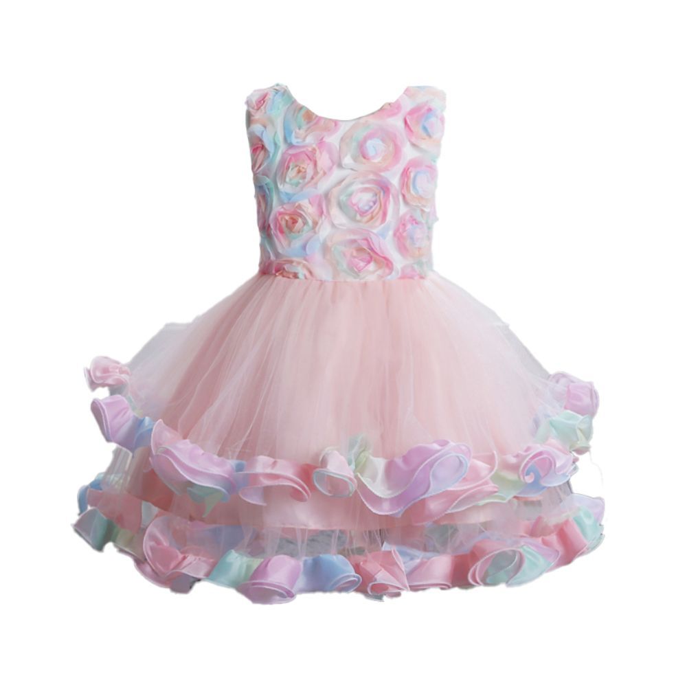 SUGAR RUSH - Embellished Round Neck Sleeveless Dress - Pink_2-8y