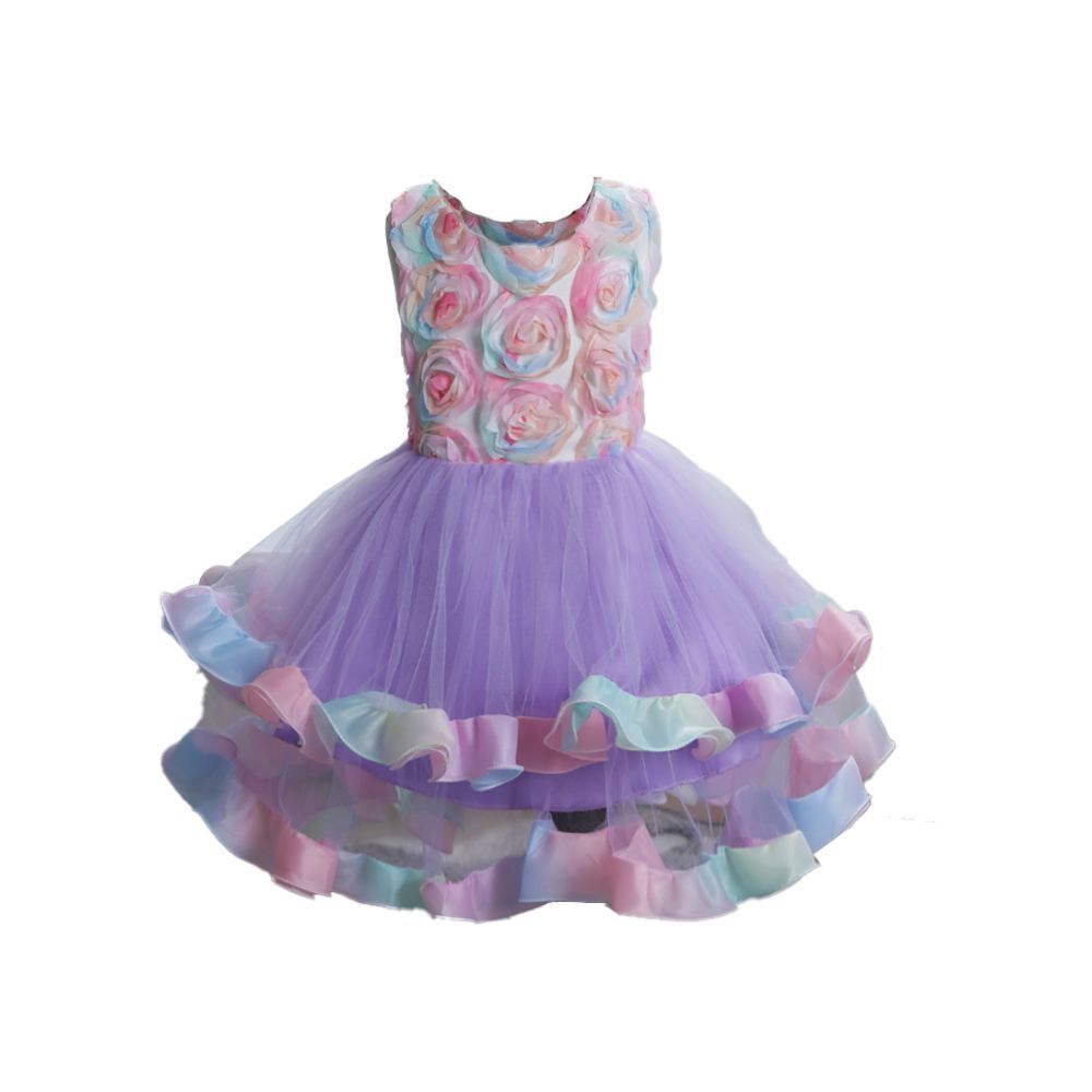 SUGAR RUSH - Embellished Round Neck Sleeveless Dress - Purple