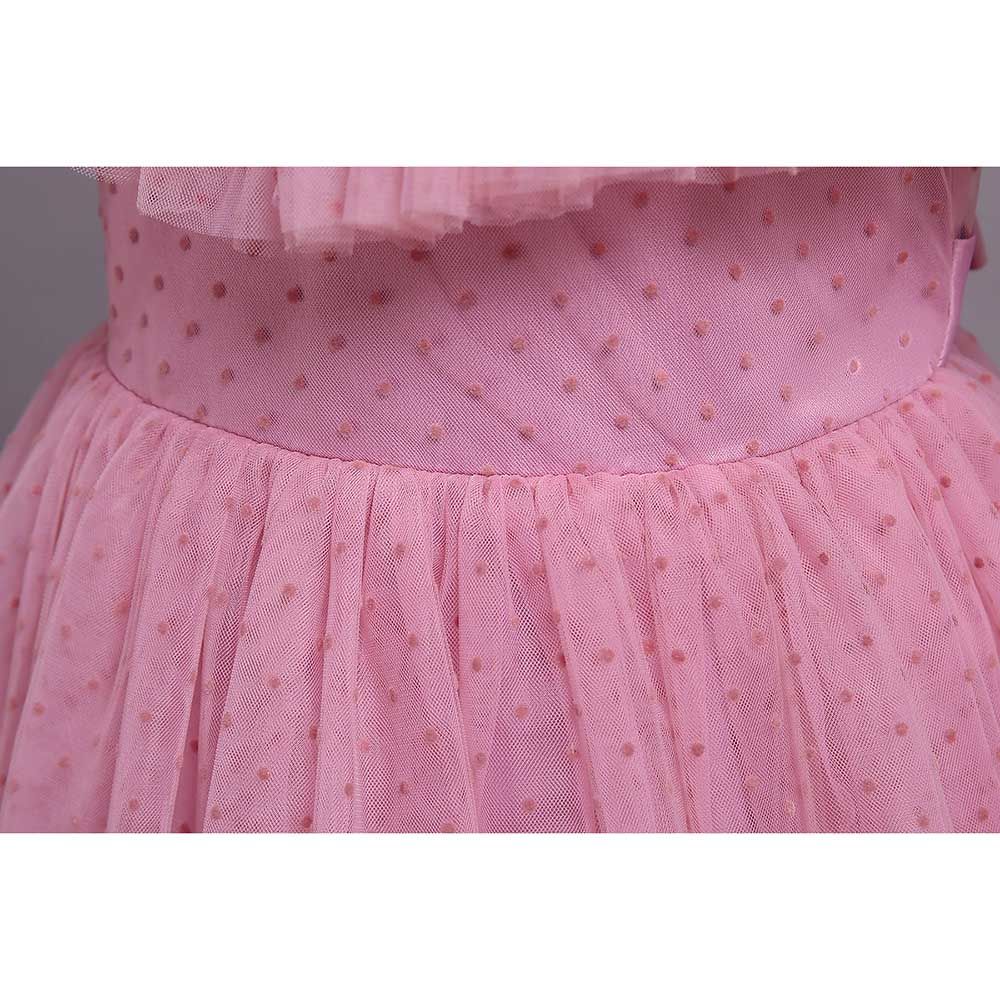 Sugar Rush - Appliqued Round Neck Party Dress - Pink