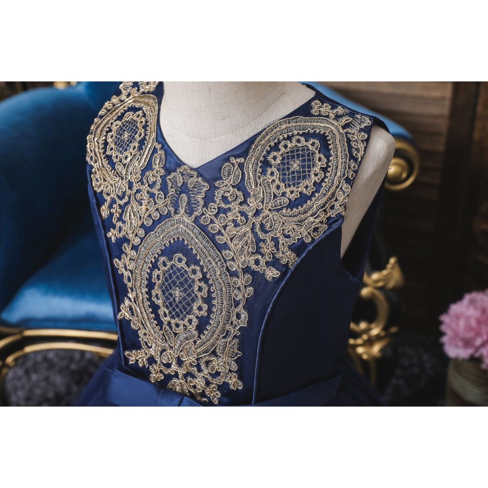 SUGAR RUSH - Embellished Lace Applique Dress - Navy