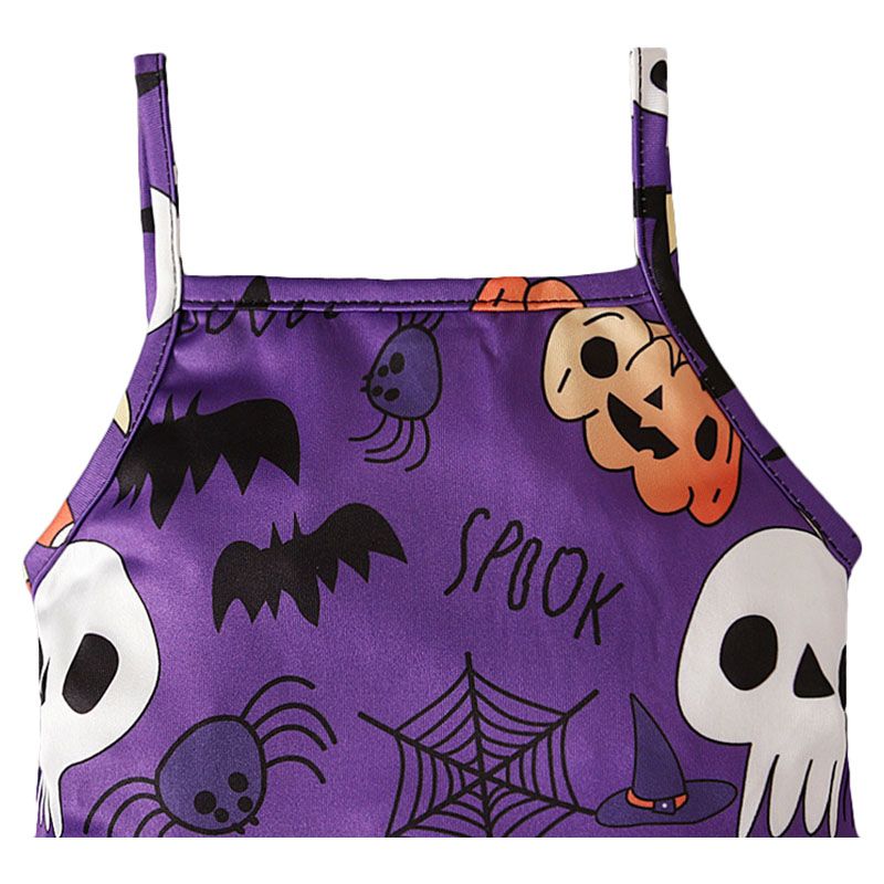 Sugar Rush - Girls Halloween Square-Neck Jumpsuit - Purple