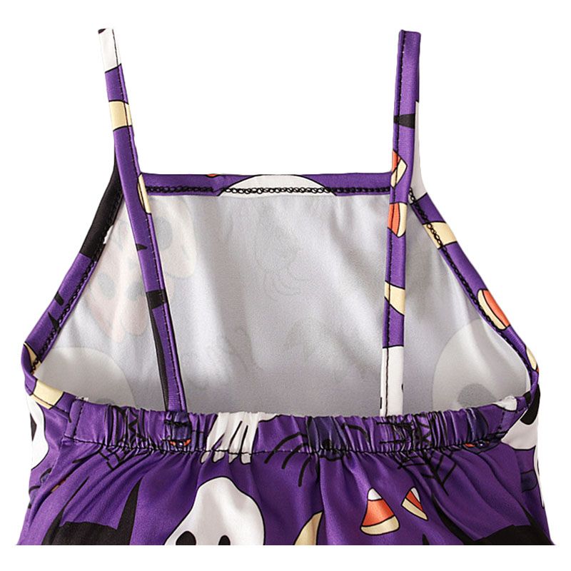 Sugar Rush - Girls Halloween Square-Neck Jumpsuit - Purple