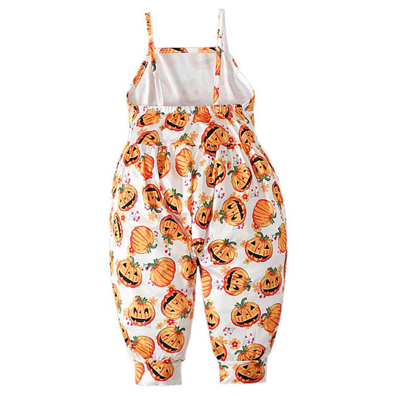 Sugar Rush - Halloween Sleeveless Jumpsuit - White/Orange