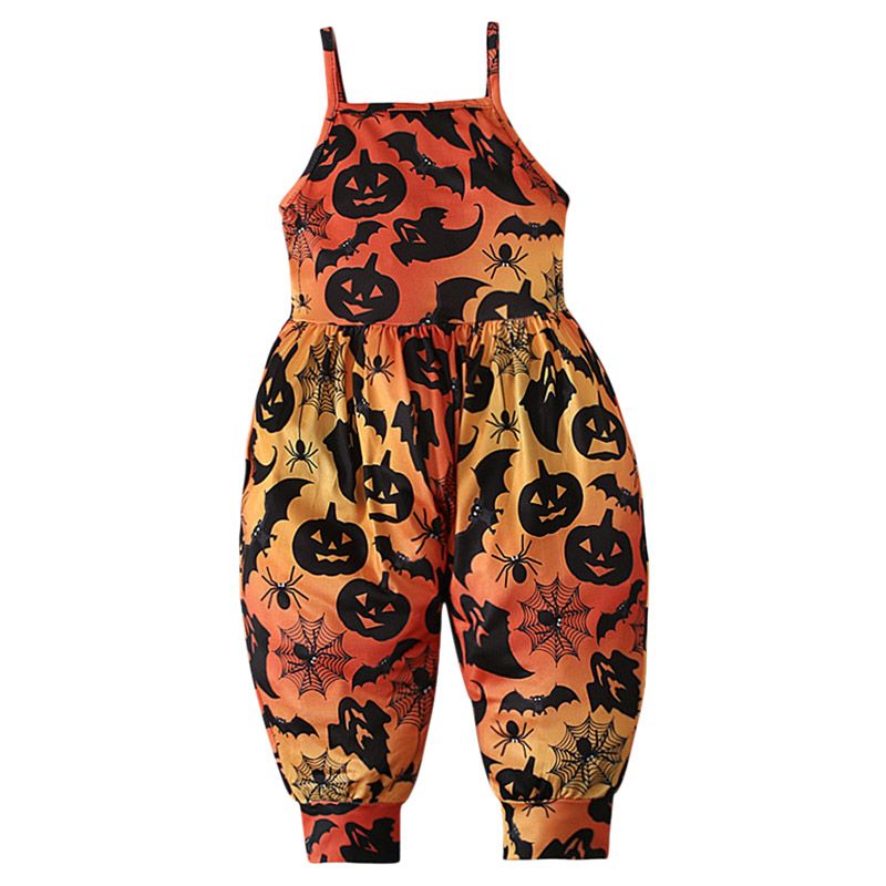 Sugar Rush - Halloween Square-Neck Sleeveless Jumpsuit - Orange