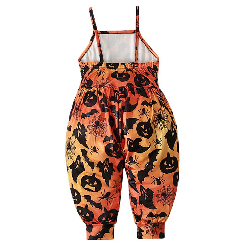 Sugar Rush - Halloween Square-Neck Sleeveless Jumpsuit - Orange