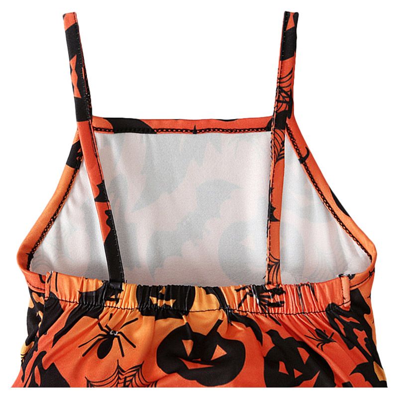 Sugar Rush - Halloween Square-Neck Sleeveless Jumpsuit - Orange