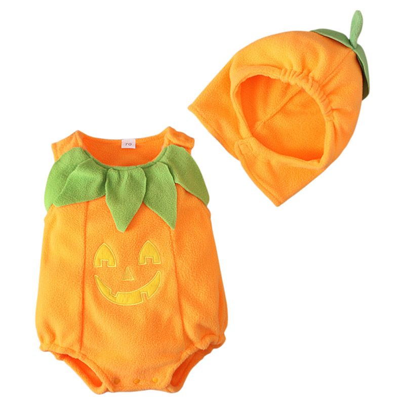 Sugar Rush - Halloween Round Neck Onesie w/ Cap - Orange