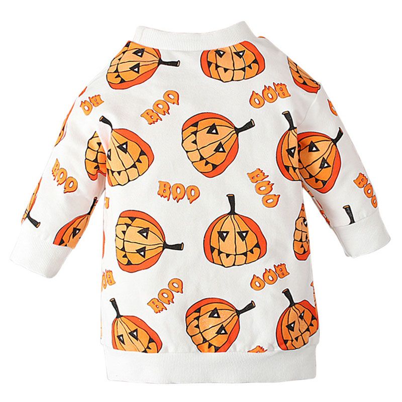 Sugar Rush - Halloween Print Round Neck Sweatshirt - Orange