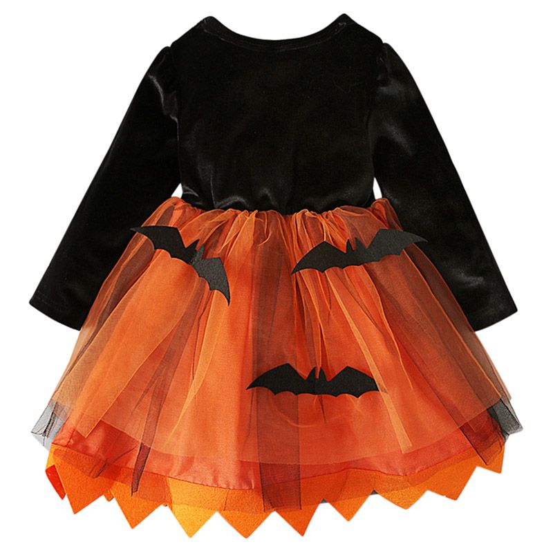 Sugar Rush - Halloween Full Sleeves Dress - Black/Orange