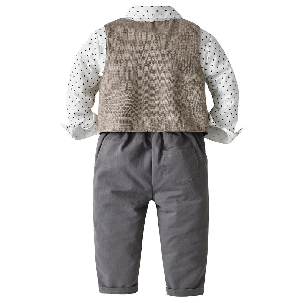 Sugar Rush - Polka Dotted Suit Matching 3pc-Set Khaki_9m-6y