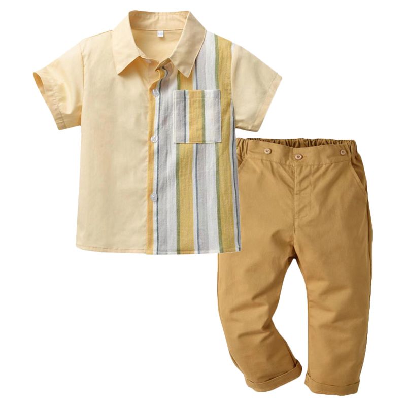 Sugar Rush - 2pc-set - Striped Classic Shirt & Pants - Yellow