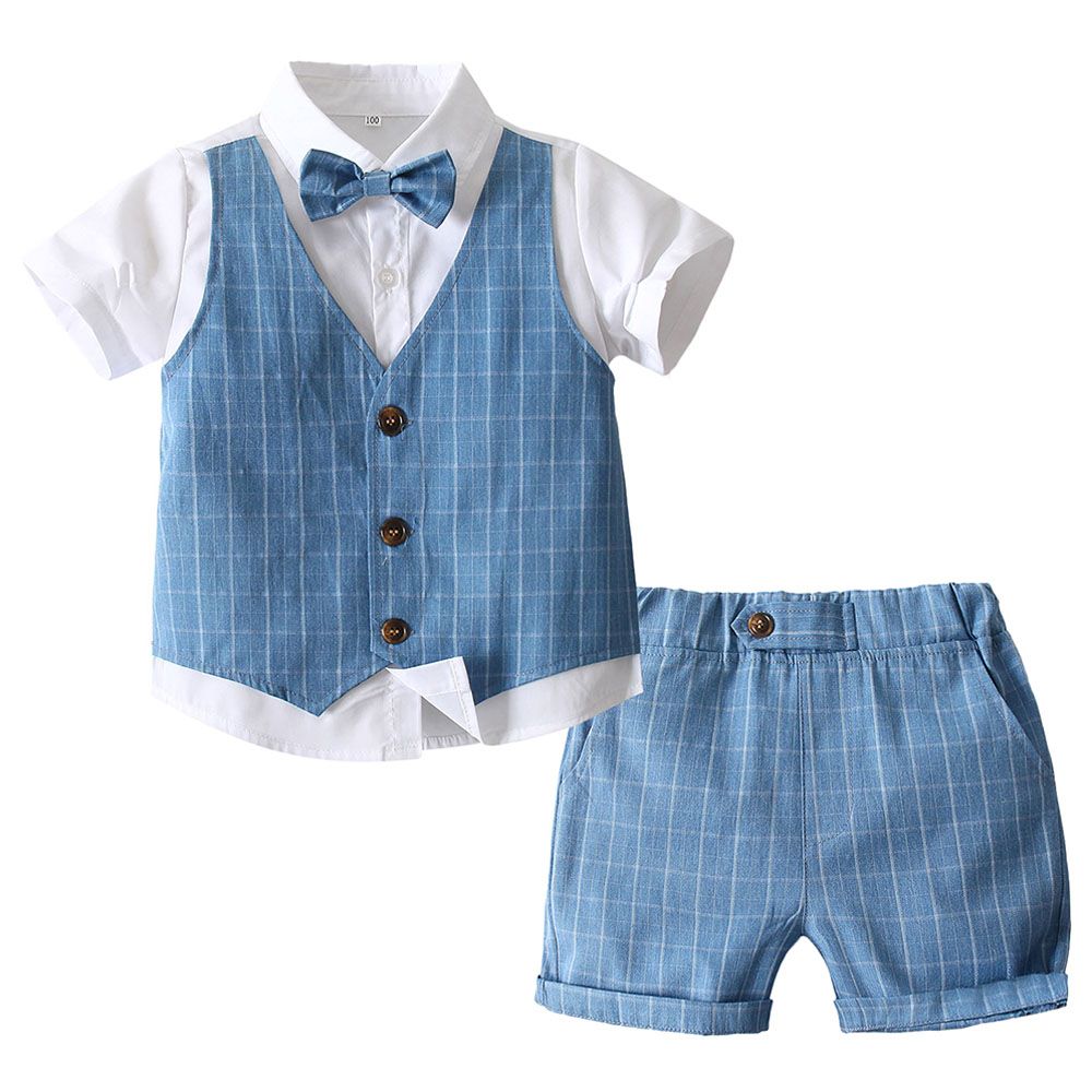 Sugar Rush - 4pc Set SS Checked Regular Classic Combo - Blue