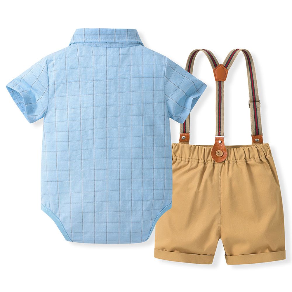 Sugar Rush - 2pc-Set - Checked Bodysuit & Shorts - Blue