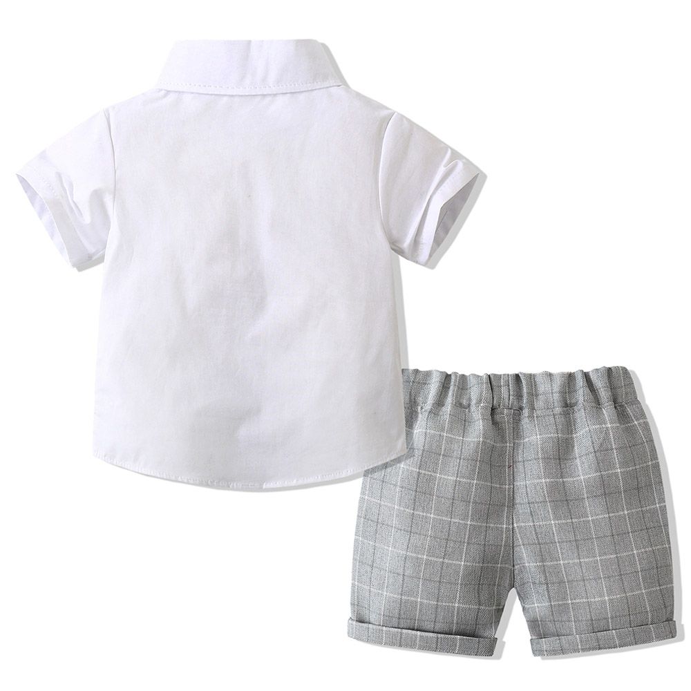 Sugar Rush - 2pc-Set - Checked Classic Shirt & Shorts - Grey