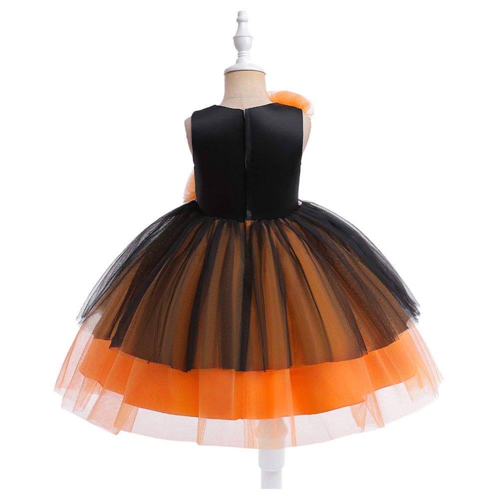 Sugar Rush - Appliqued Sleeveless Halloween Party Dress - Orange