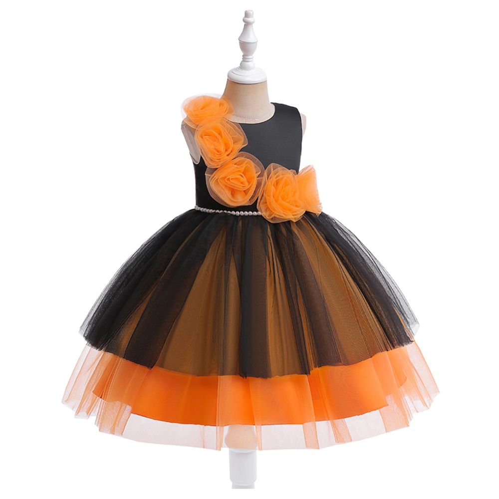 Sugar Rush - Appliqued Sleeveless Halloween Party Dress - Orange