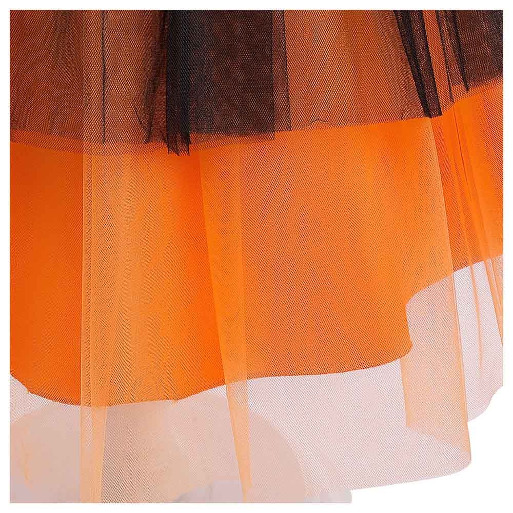 Sugar Rush - Appliqued Sleeveless Halloween Party Dress - Orange