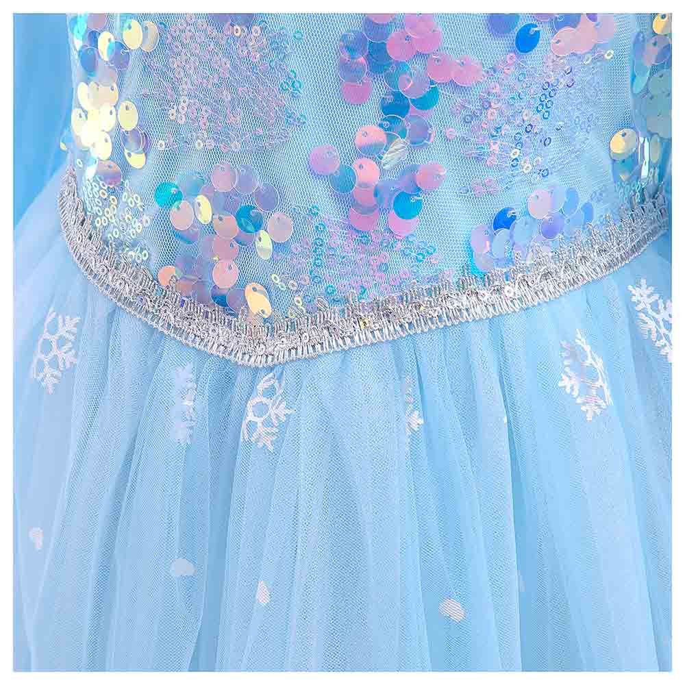 Sugar Rush - Appliqued Long Full Sleeves Party Dress - Blue_