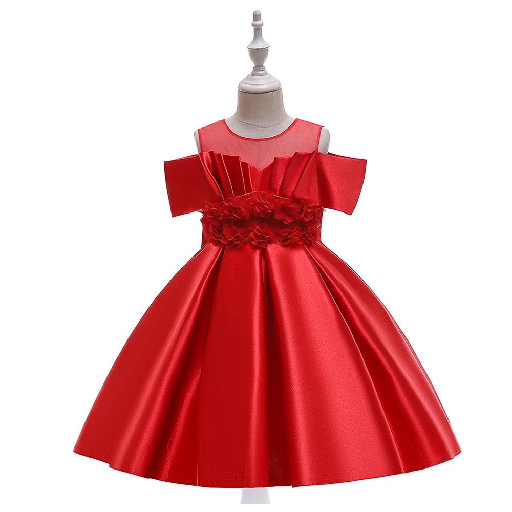 Sugar Rush - Round Neck Sleeveless Party Dress - Red_3-8y