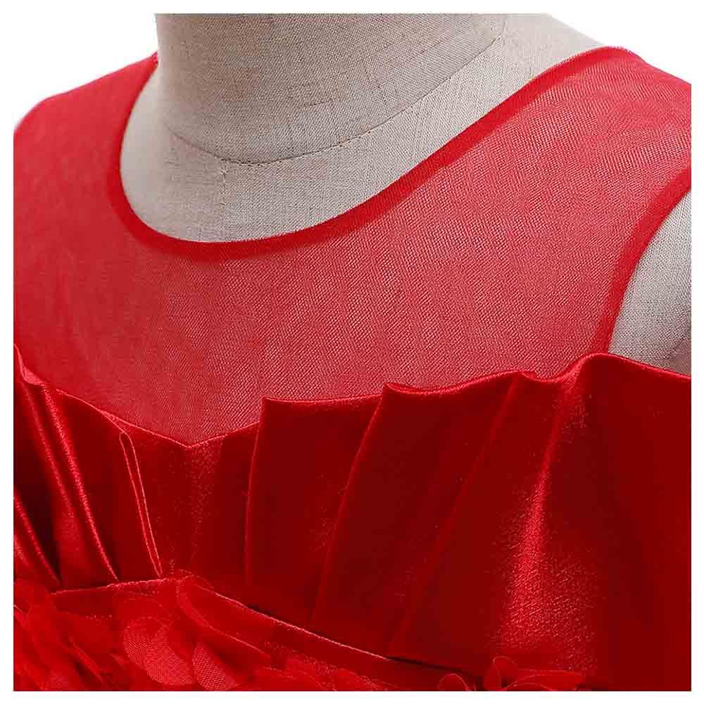 Sugar Rush - Round Neck Sleeveless Party Dress - Red_3-8y