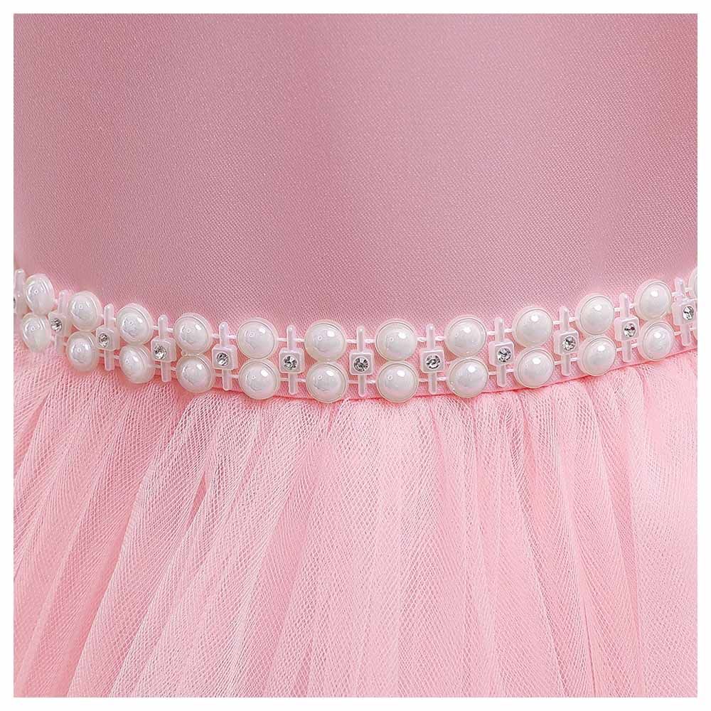 Sugar Rush - Laced Round Neck Sleeveless Party Dress - Pink