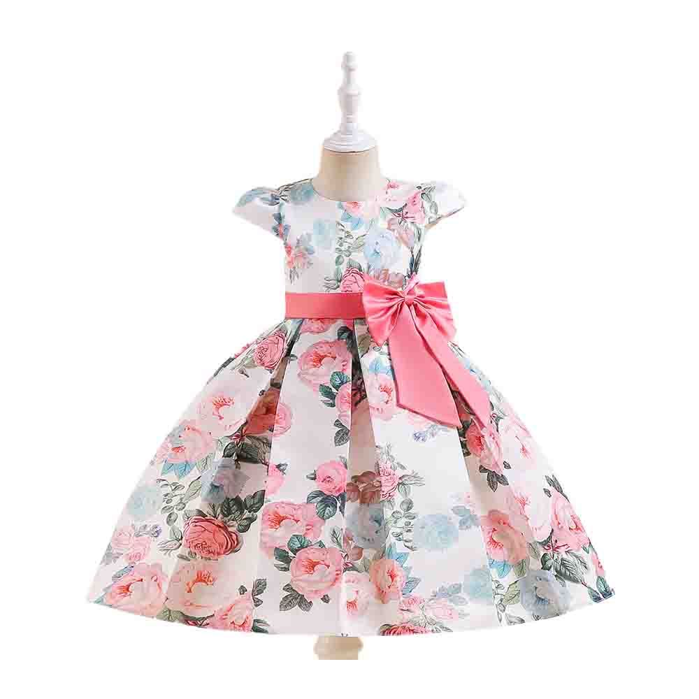 Sugar Rush - Floral Print Cap Sleeves Party Dress - Pink