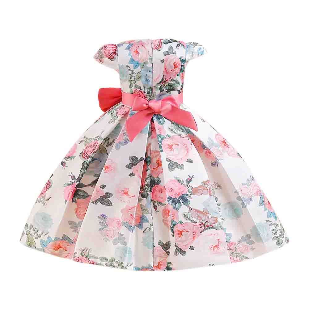 Sugar Rush - Floral Print Cap Sleeves Party Dress - Pink