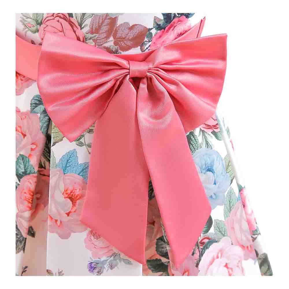 Sugar Rush - Floral Print Cap Sleeves Party Dress - Pink