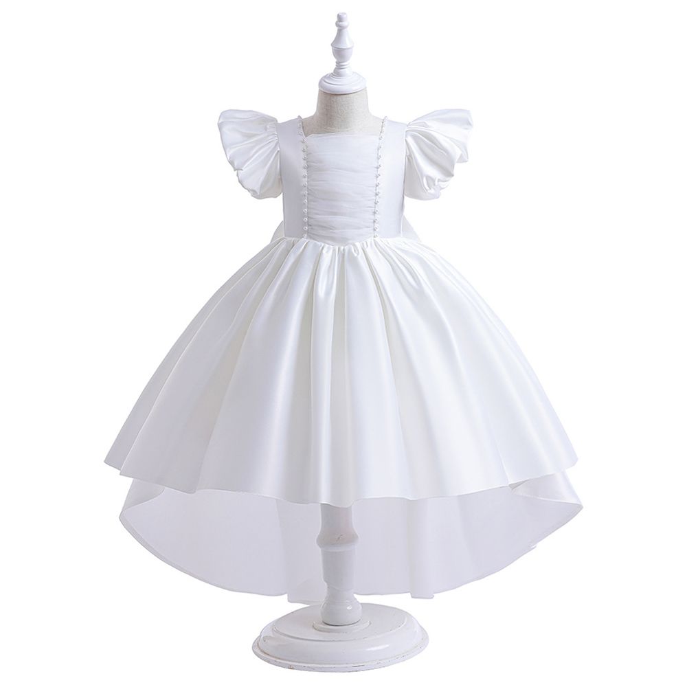 Sugar Rush - Solid Square Neck Party Dress - White