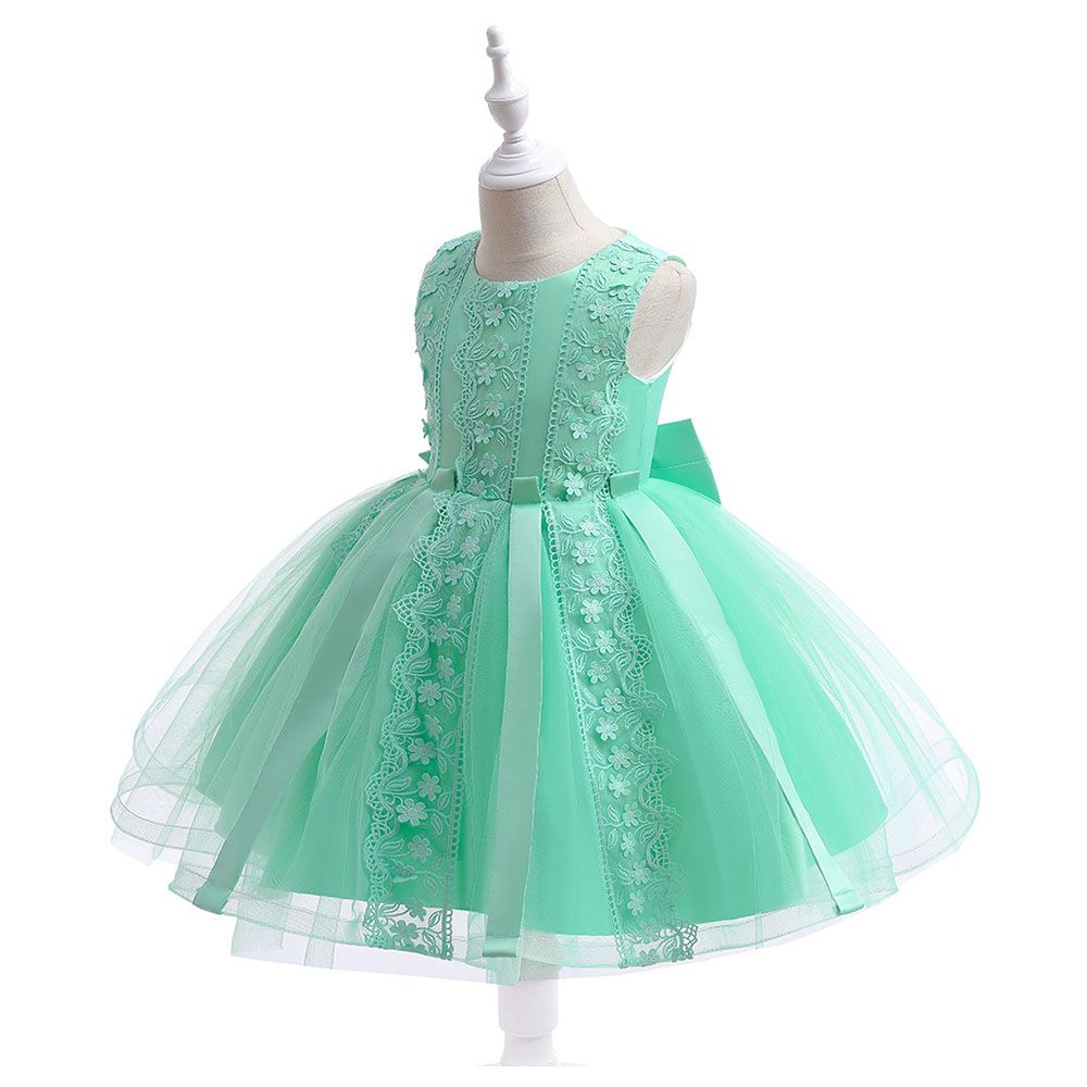 Sugar Rush - Appliqued Sleeveless Party Dress - Green