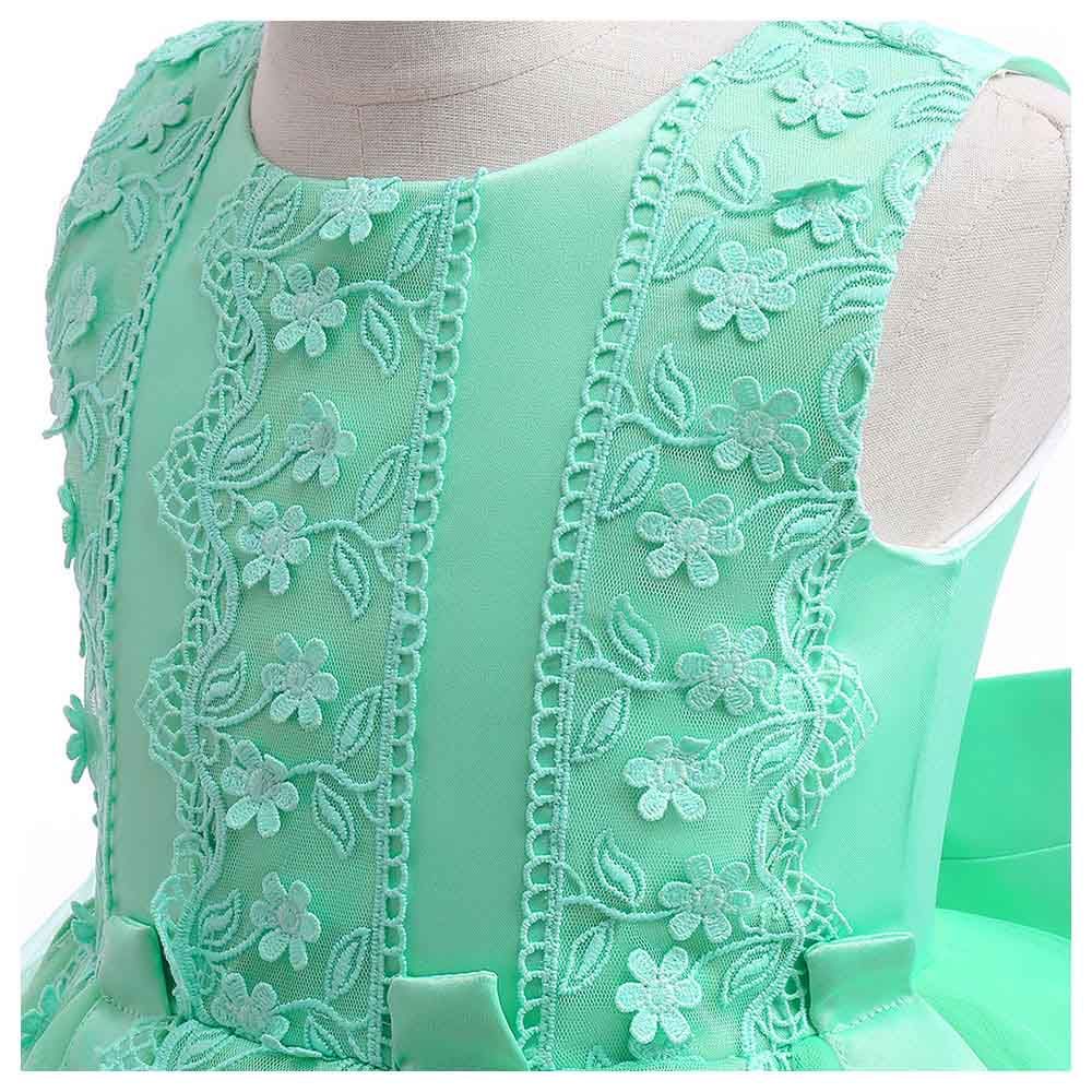 Sugar Rush - Appliqued Sleeveless Party Dress - Green