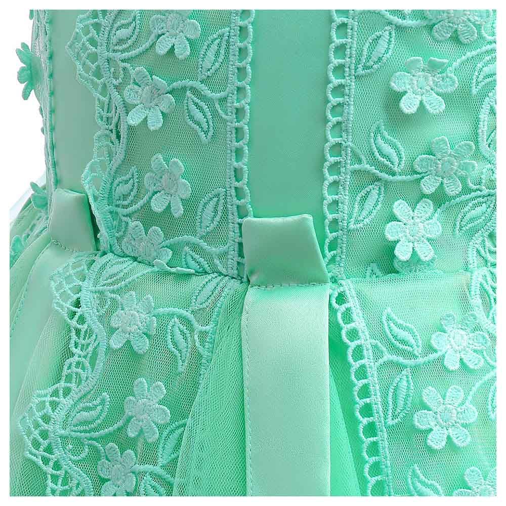 Sugar Rush - Appliqued Sleeveless Party Dress - Green