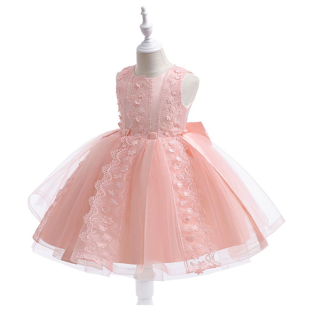 Sugar Rush - Appliqued Sleeveless Party Dress - Pink