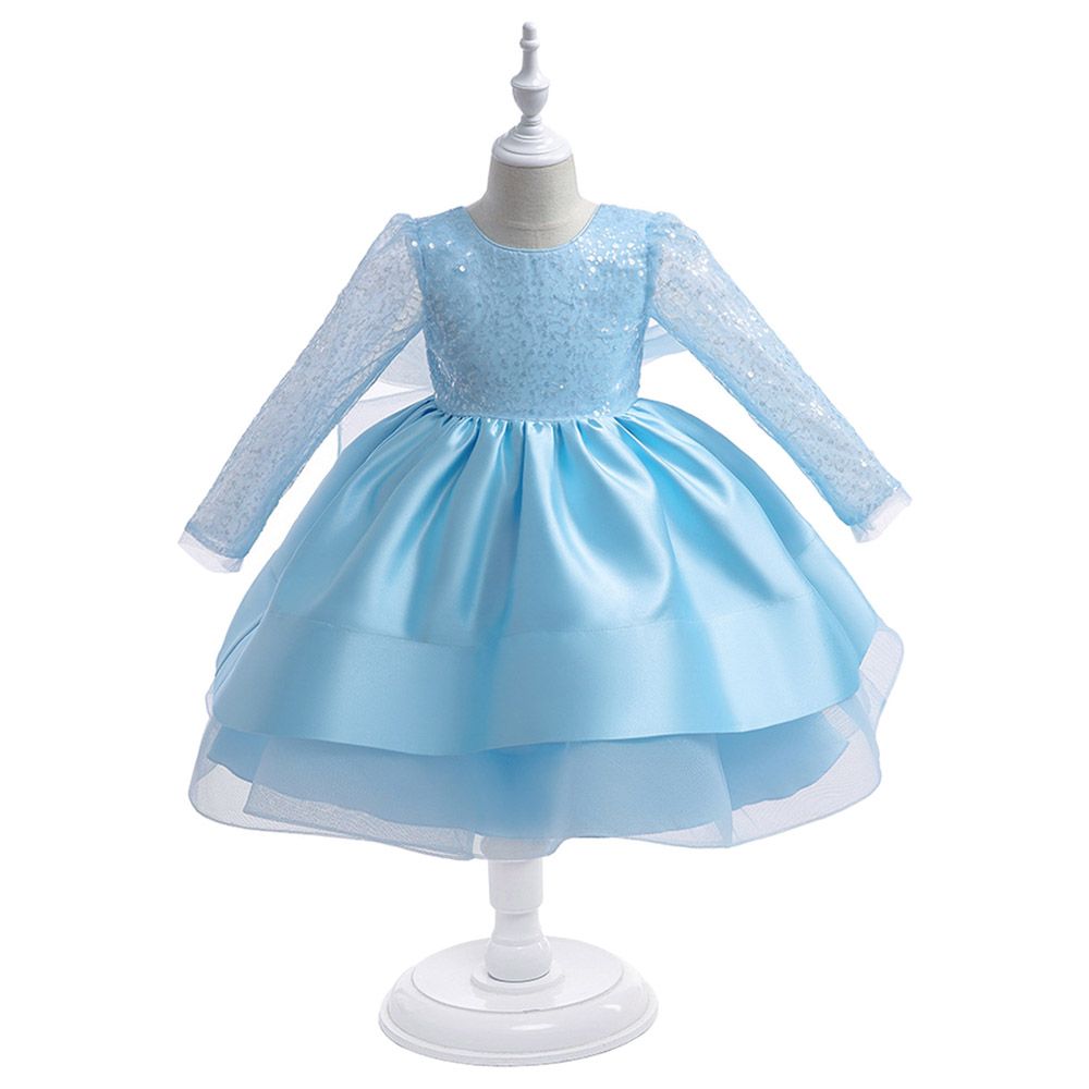 Sugar Rush - Appliqued Full Sleeves Party Dress - Blue