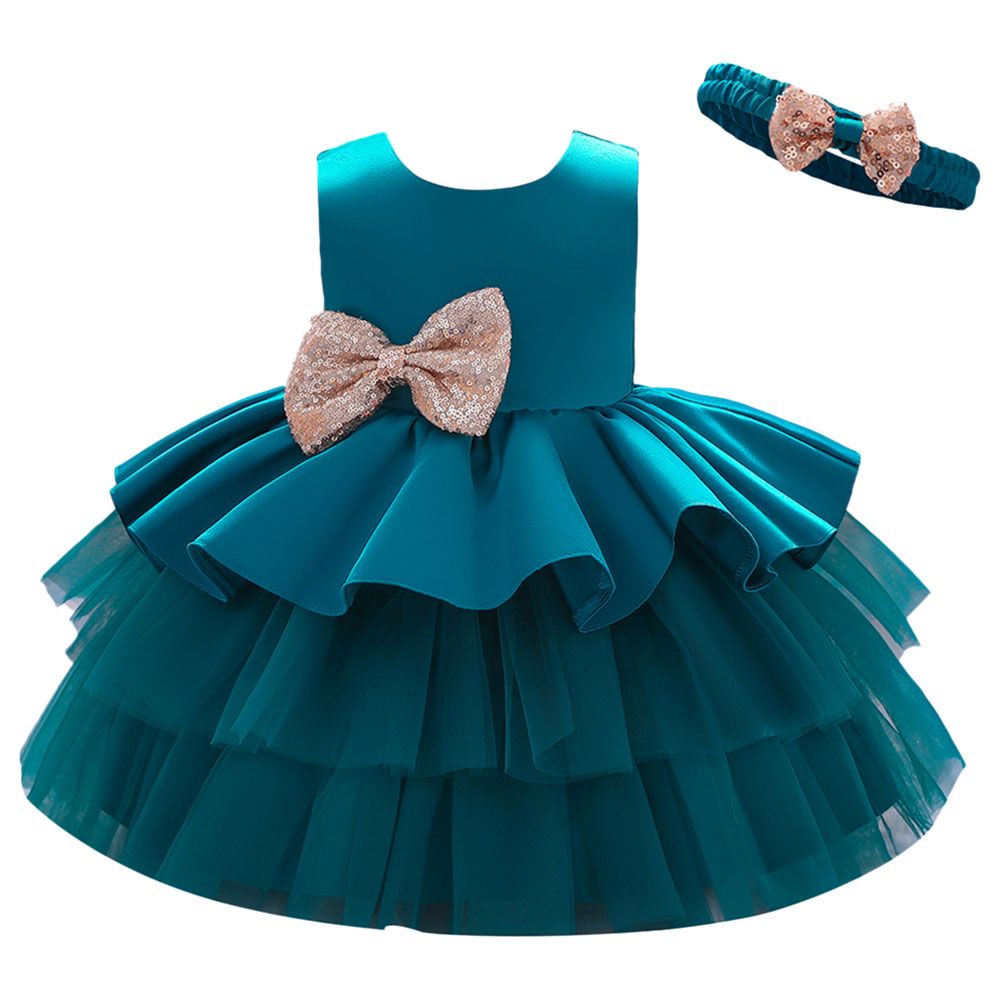 Sugar Rush - Round Neck Sleeveless Party Dress Green_9m-5y